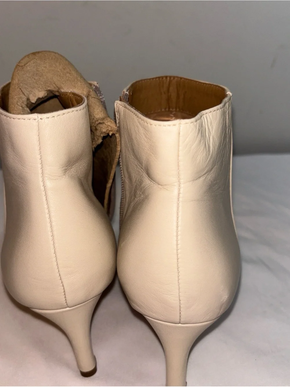 Franco Sarto Women’s Pointed Toe Leather Ankle Boots - Cream. 7/14